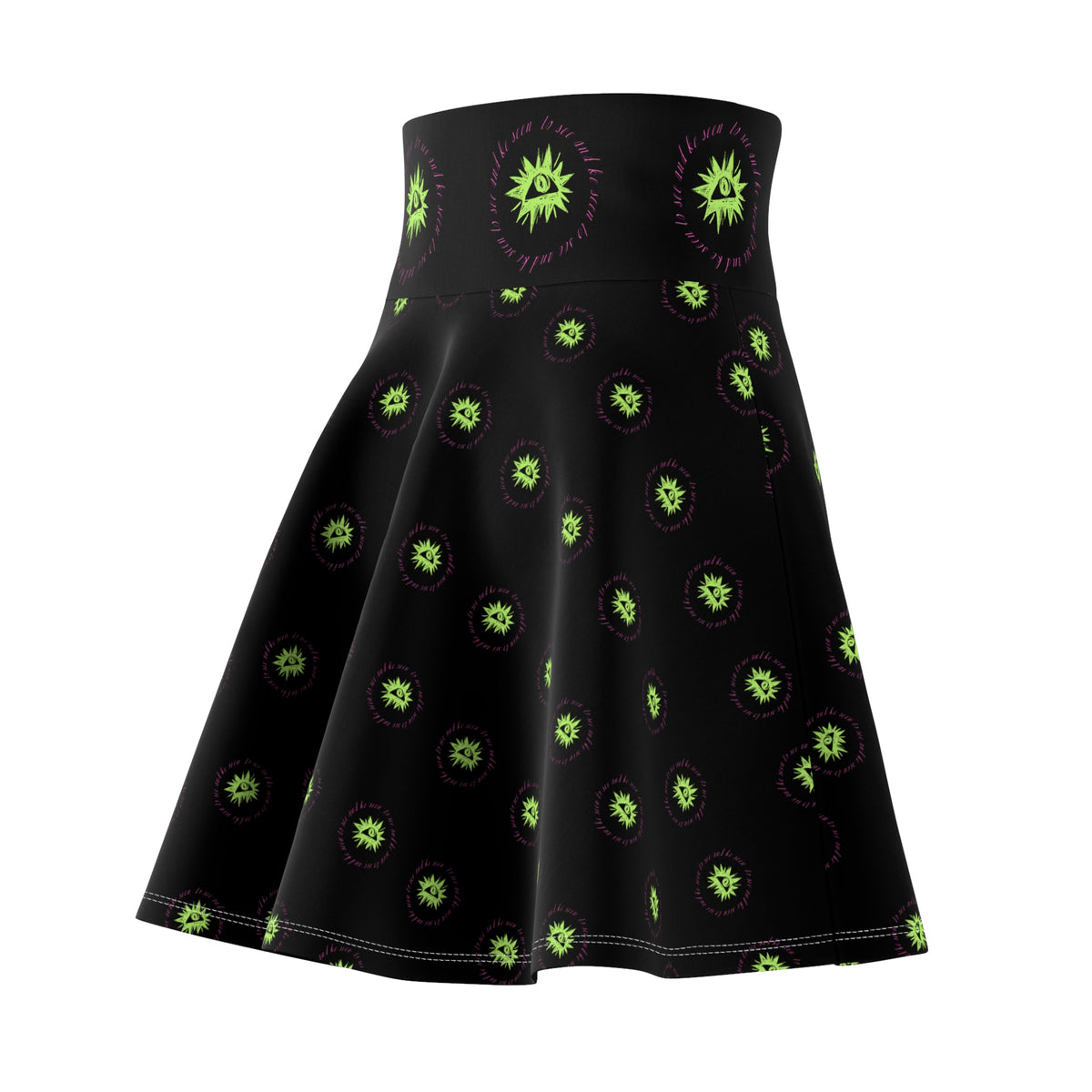 Neon Green Celestial Starburst Eye Skater Skirt