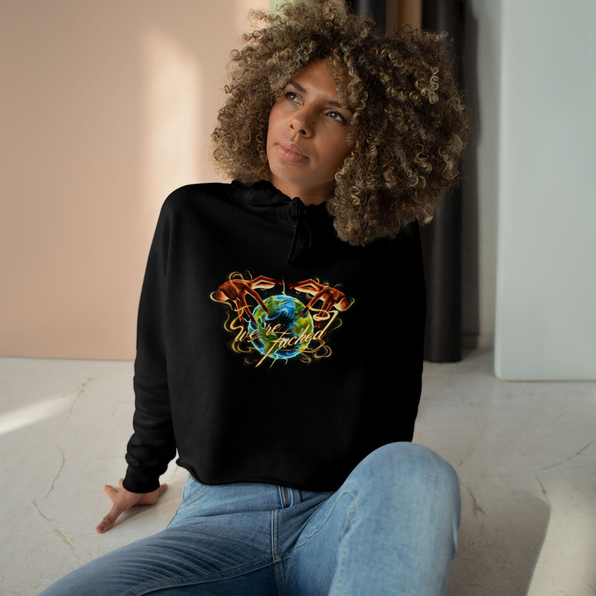 We're Fucked Crop Hoodie