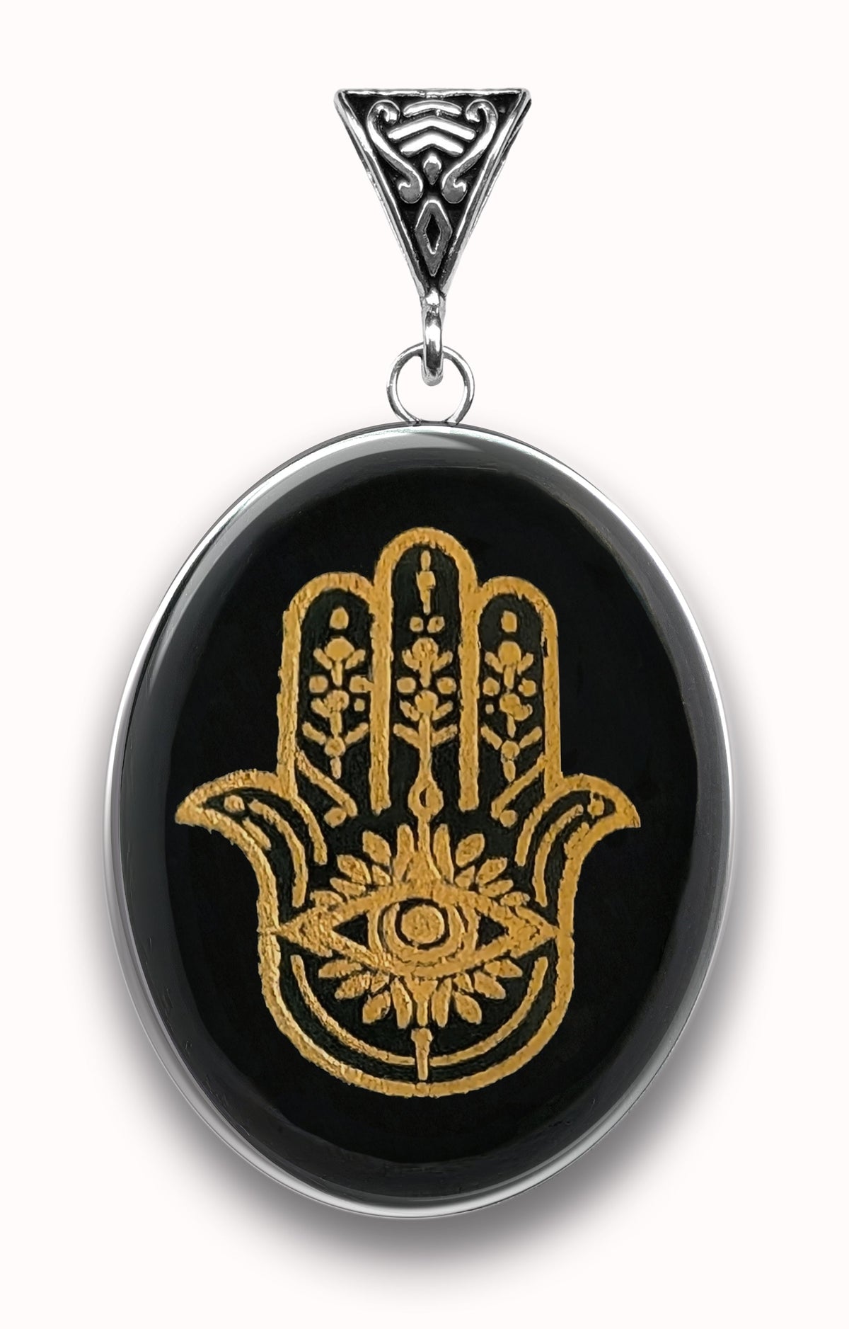 Obsidian Hamsa UP Symbology Gemstone for Warding